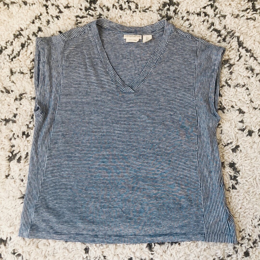 Christian Siriano 100% Linen Short Sleeve Top